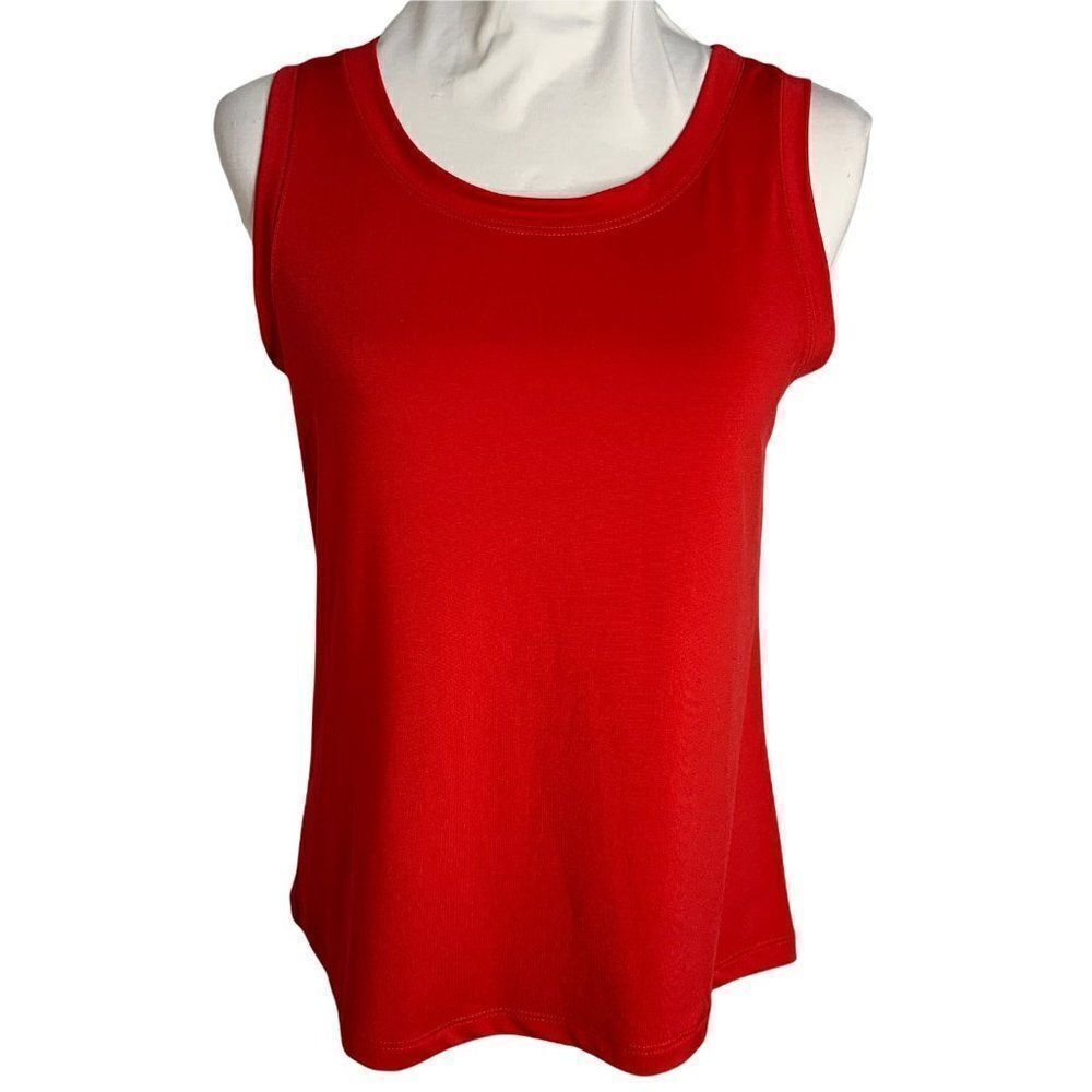 Vintage Basic Layering Tank Top S Red Sleeveless Round Neck Stretch Knit NEW